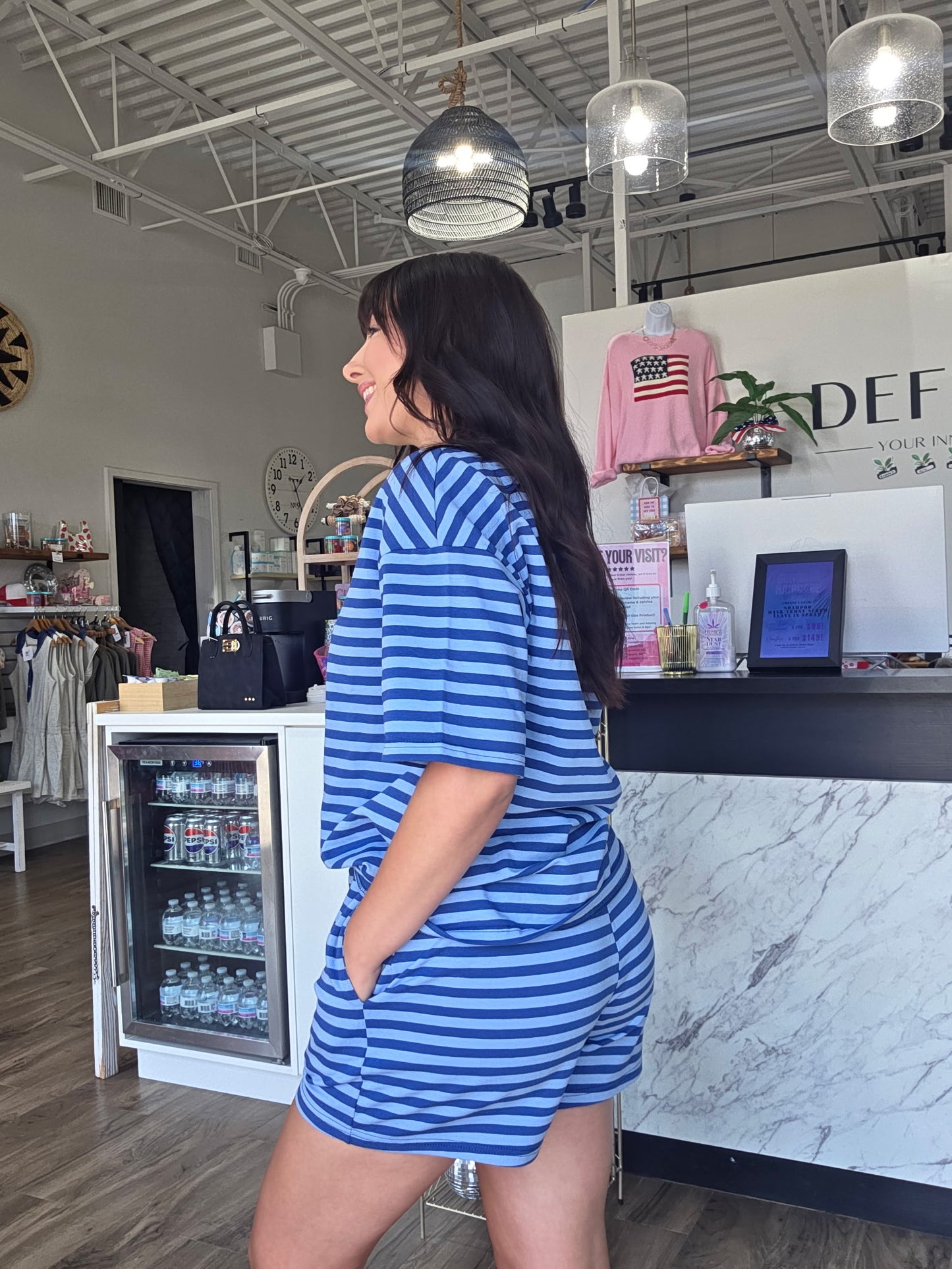 Cozy Striped Tee & Shorts Set