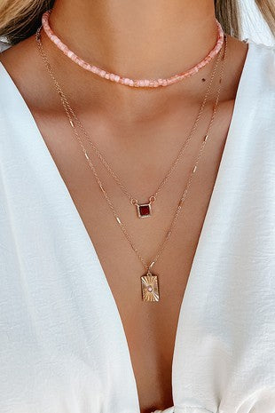 Pink Dainty Layered Chain