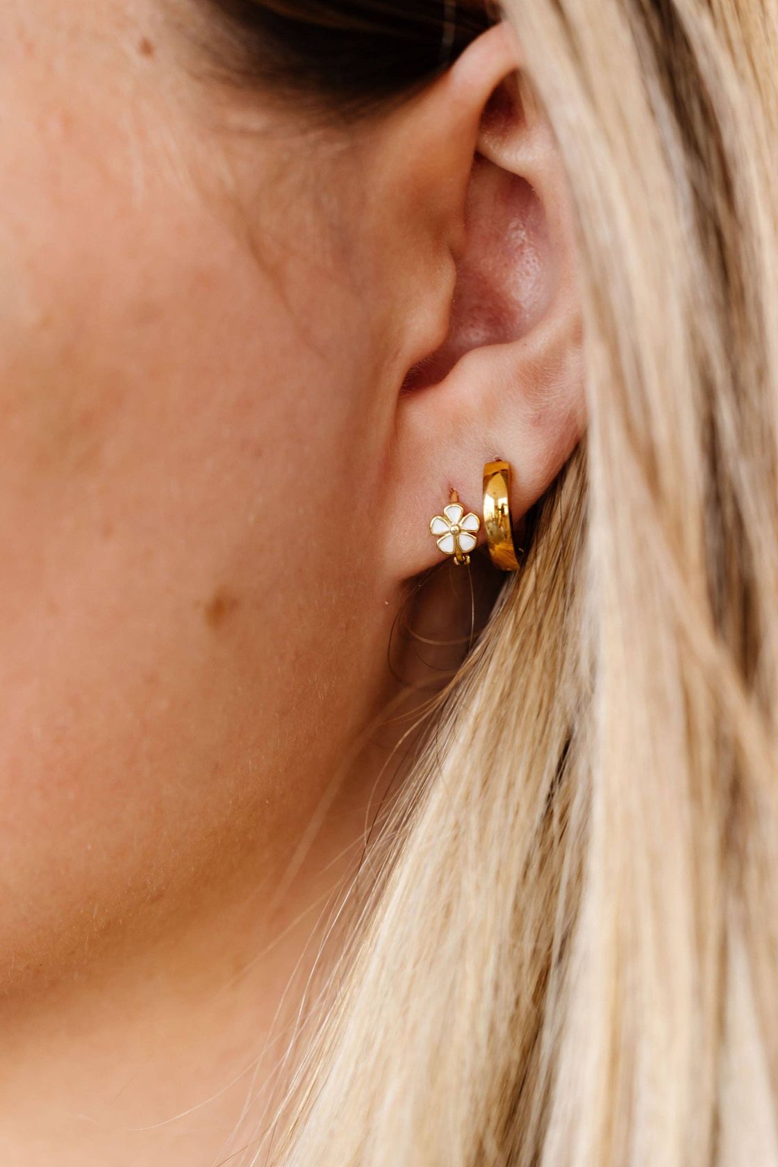 Baby Daisy Hoop Earrings