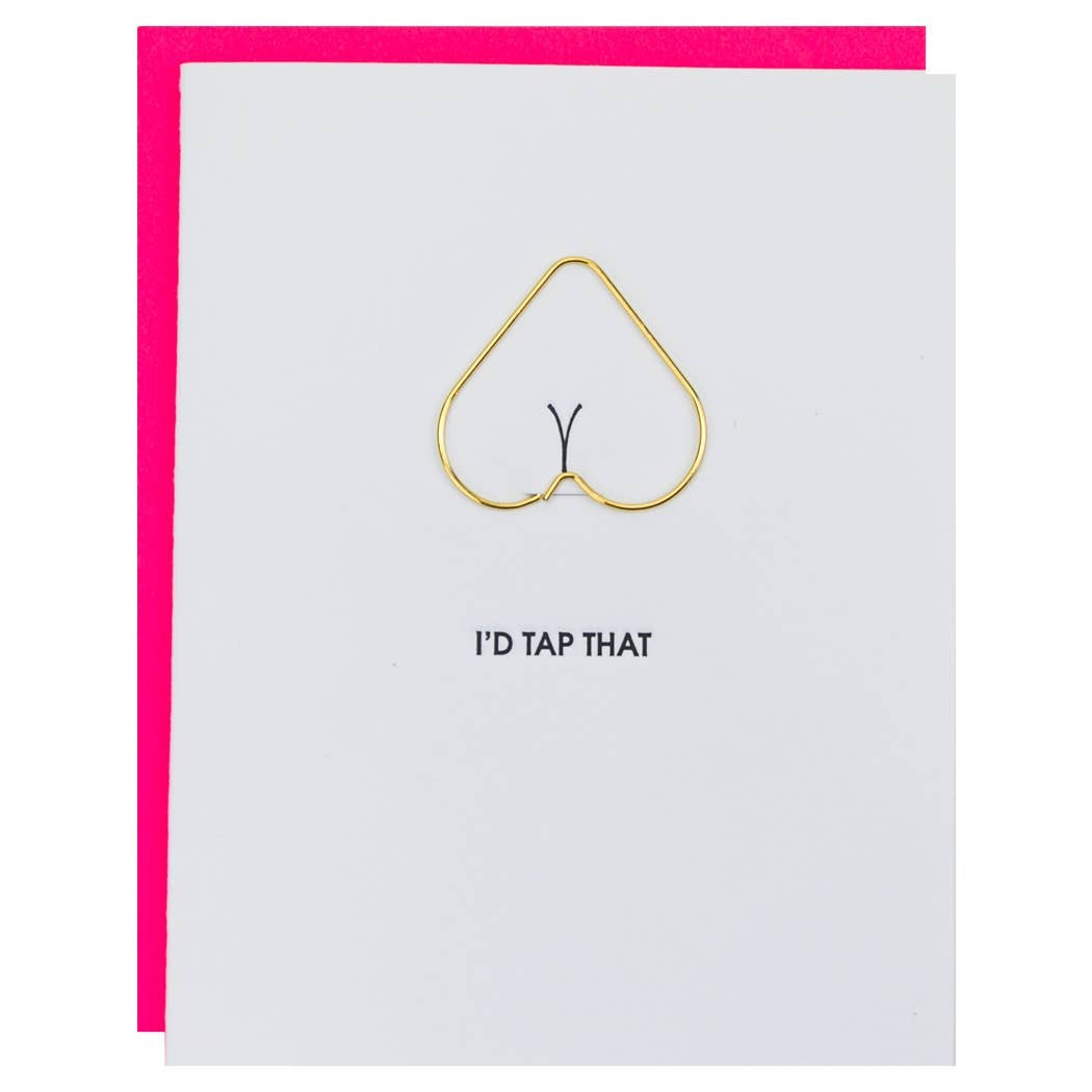 Id Tap That - Heart Paper Clip Letterpress Card