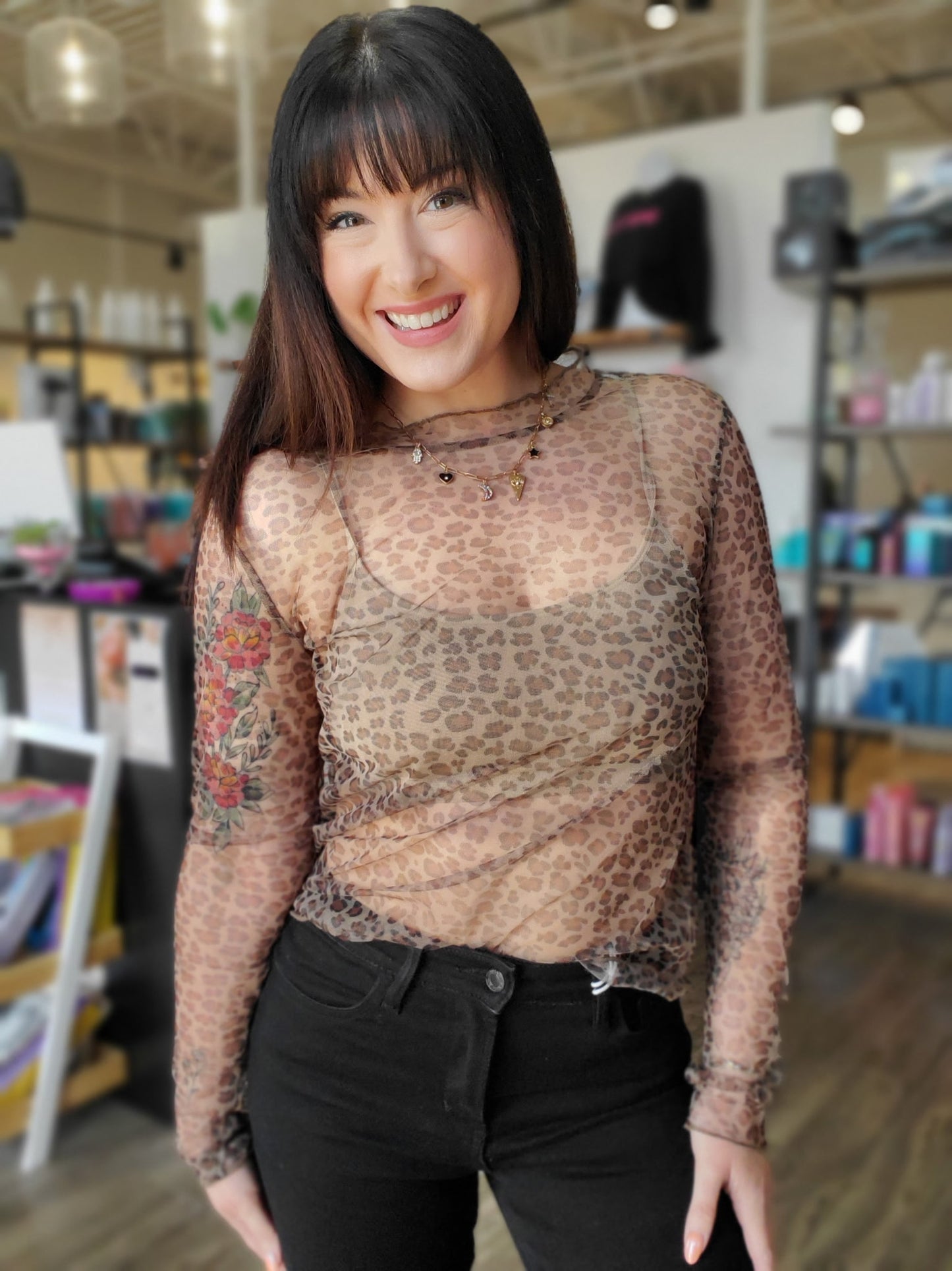 Cheetah Lace Top