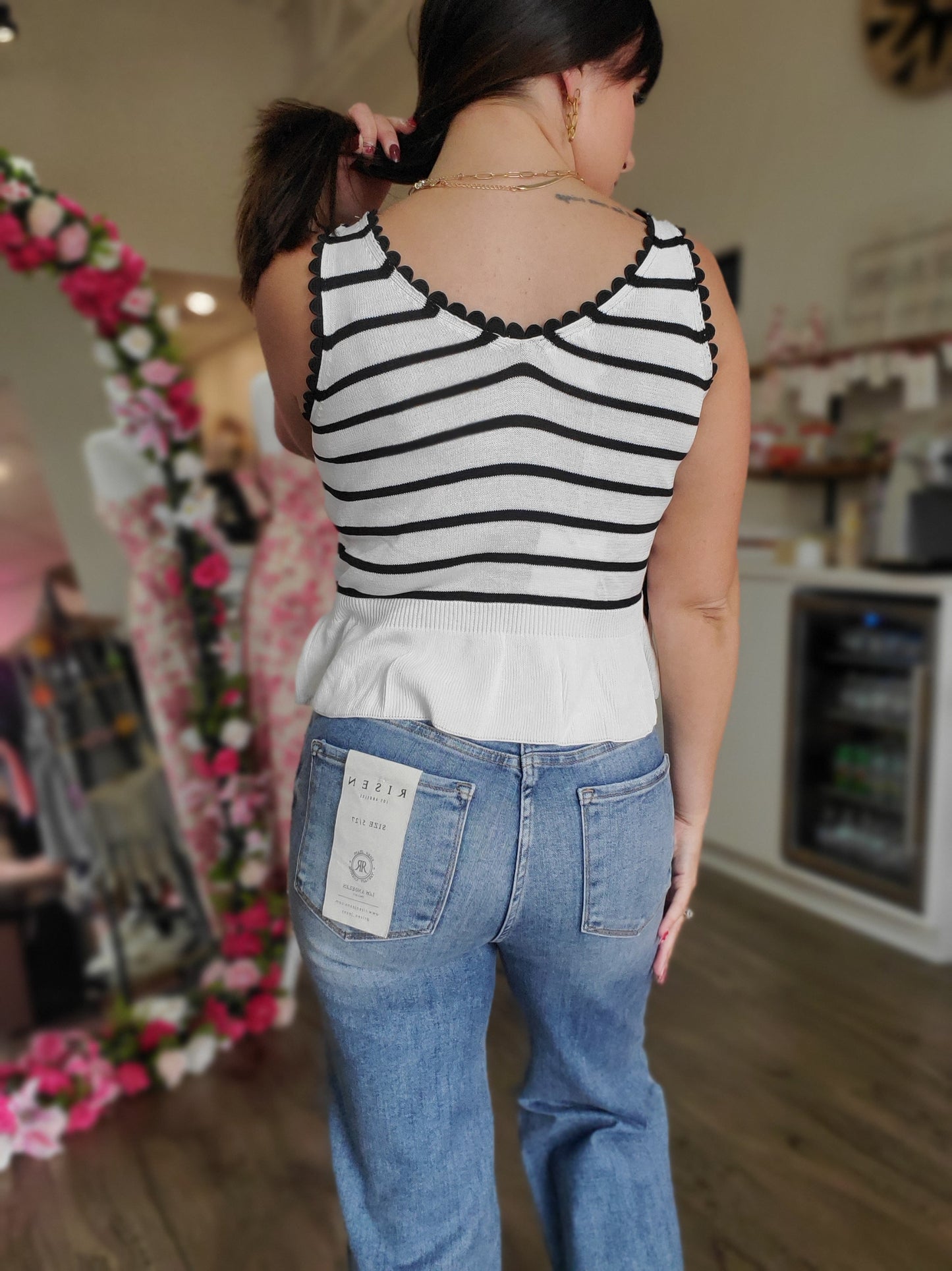 Striped Sleeveless Sweater Top