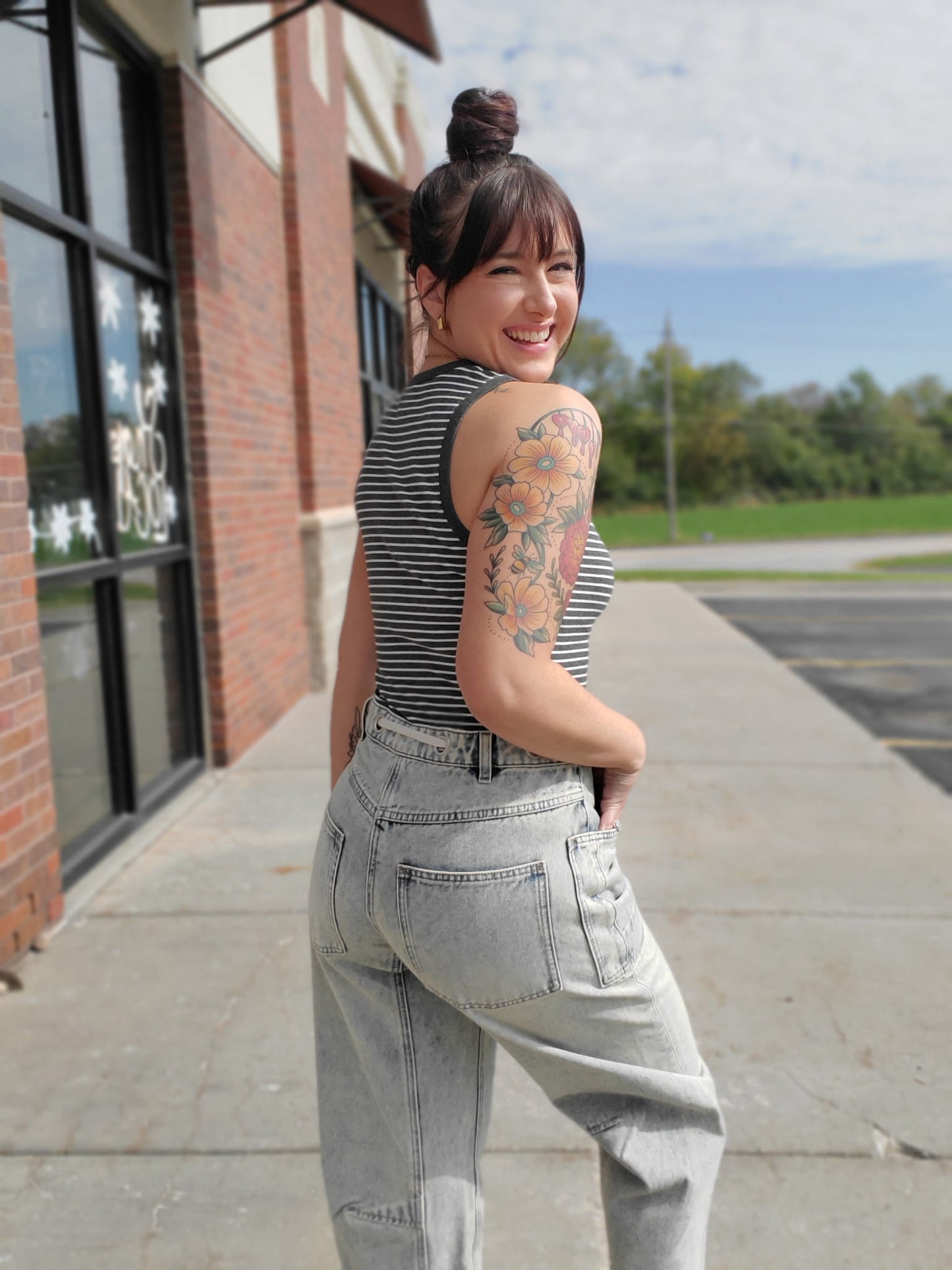 Sleeveless Stripe Bodysuit