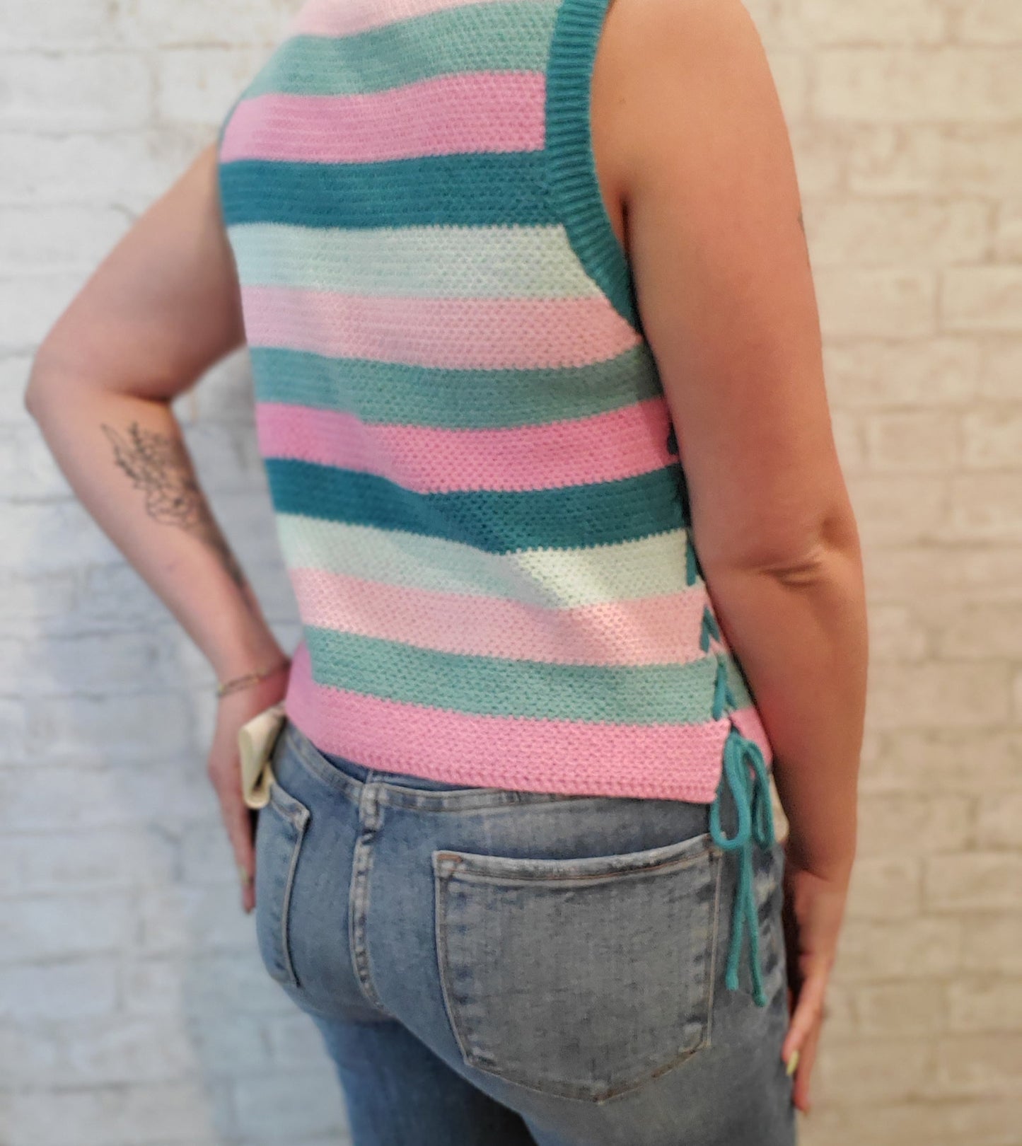 Side Lace Up Knit Top
