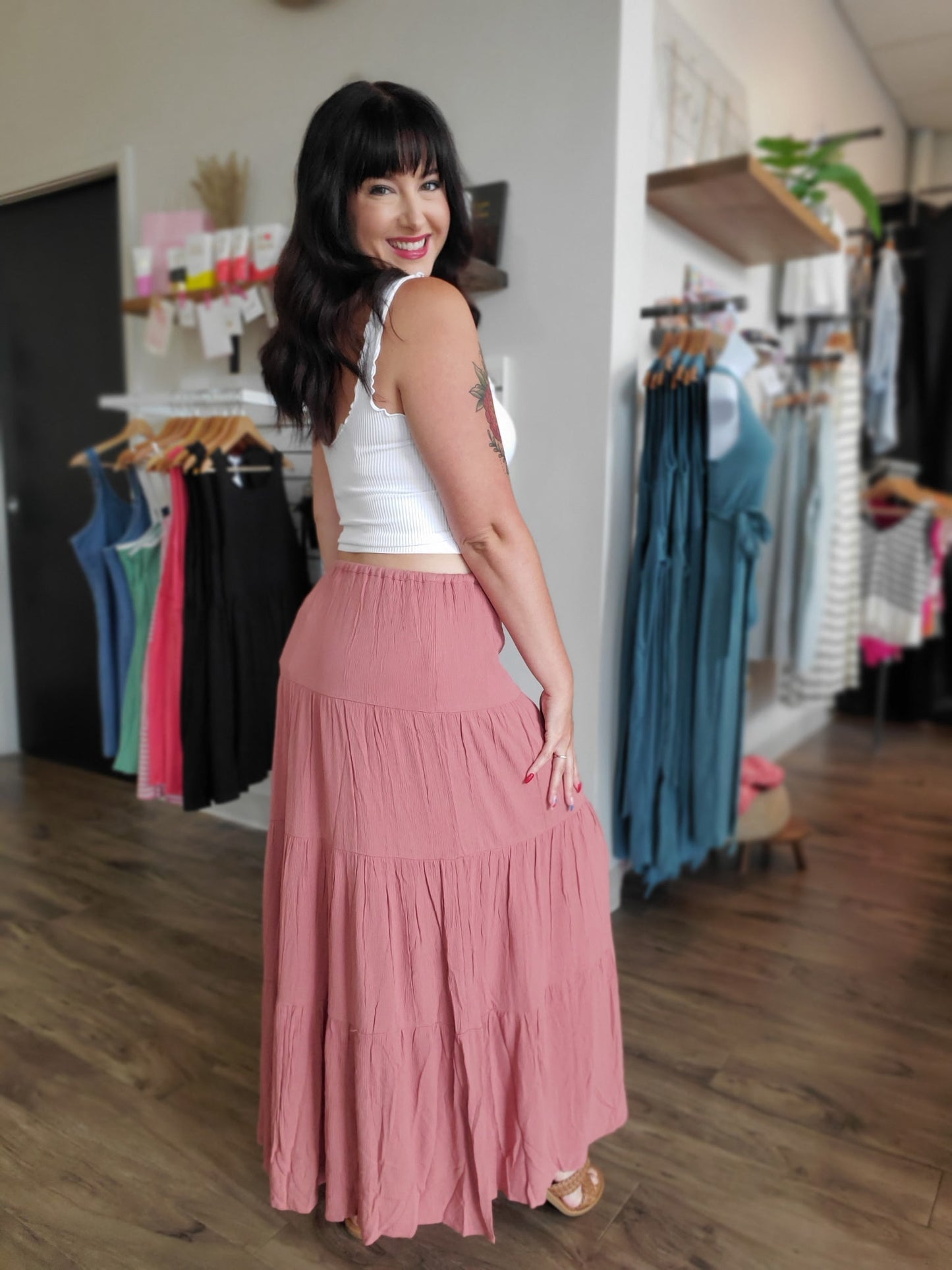 Tiered Layers Midi Skirt