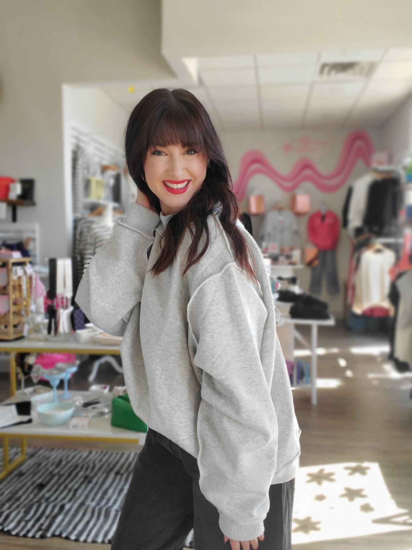 Reversible Mock Neck Sweatshirt