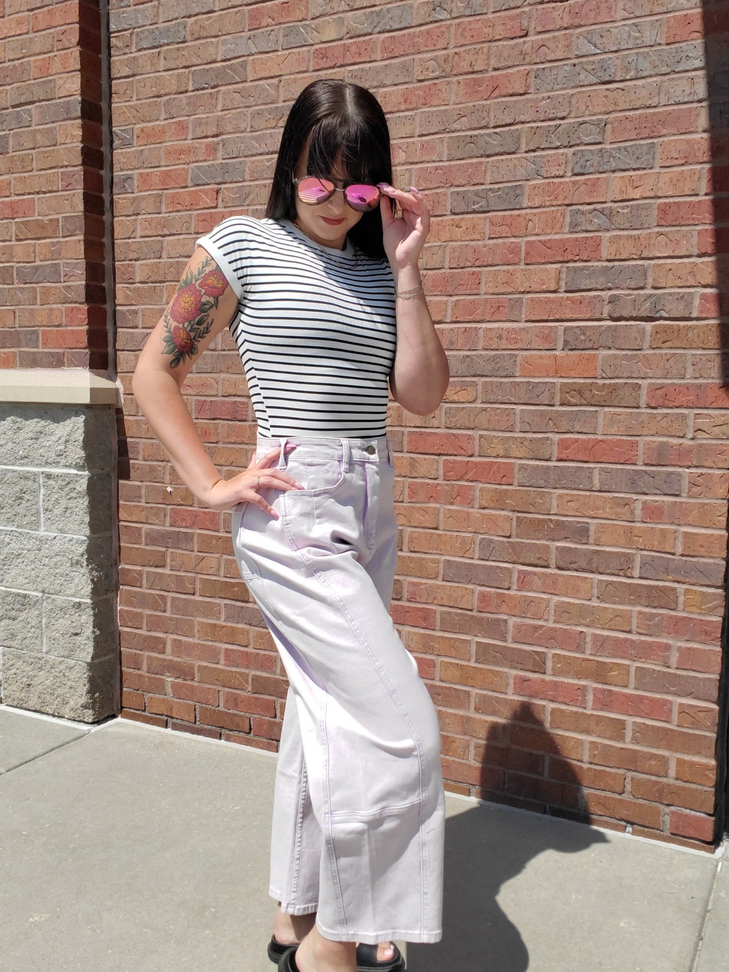 Striped Rib Cap Short Sleeve Bodysuit