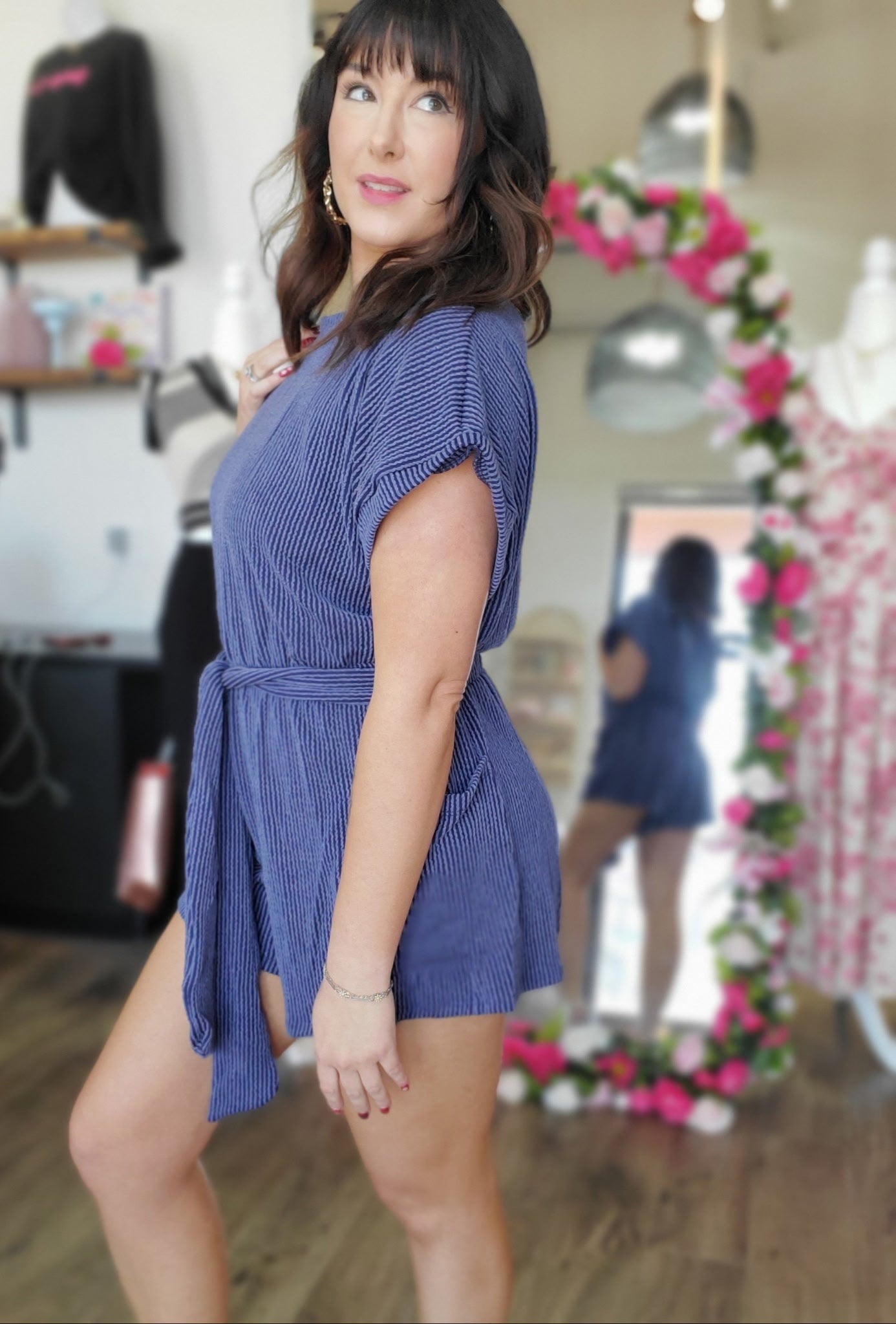 Ribbed Knit Tie Waist Romper