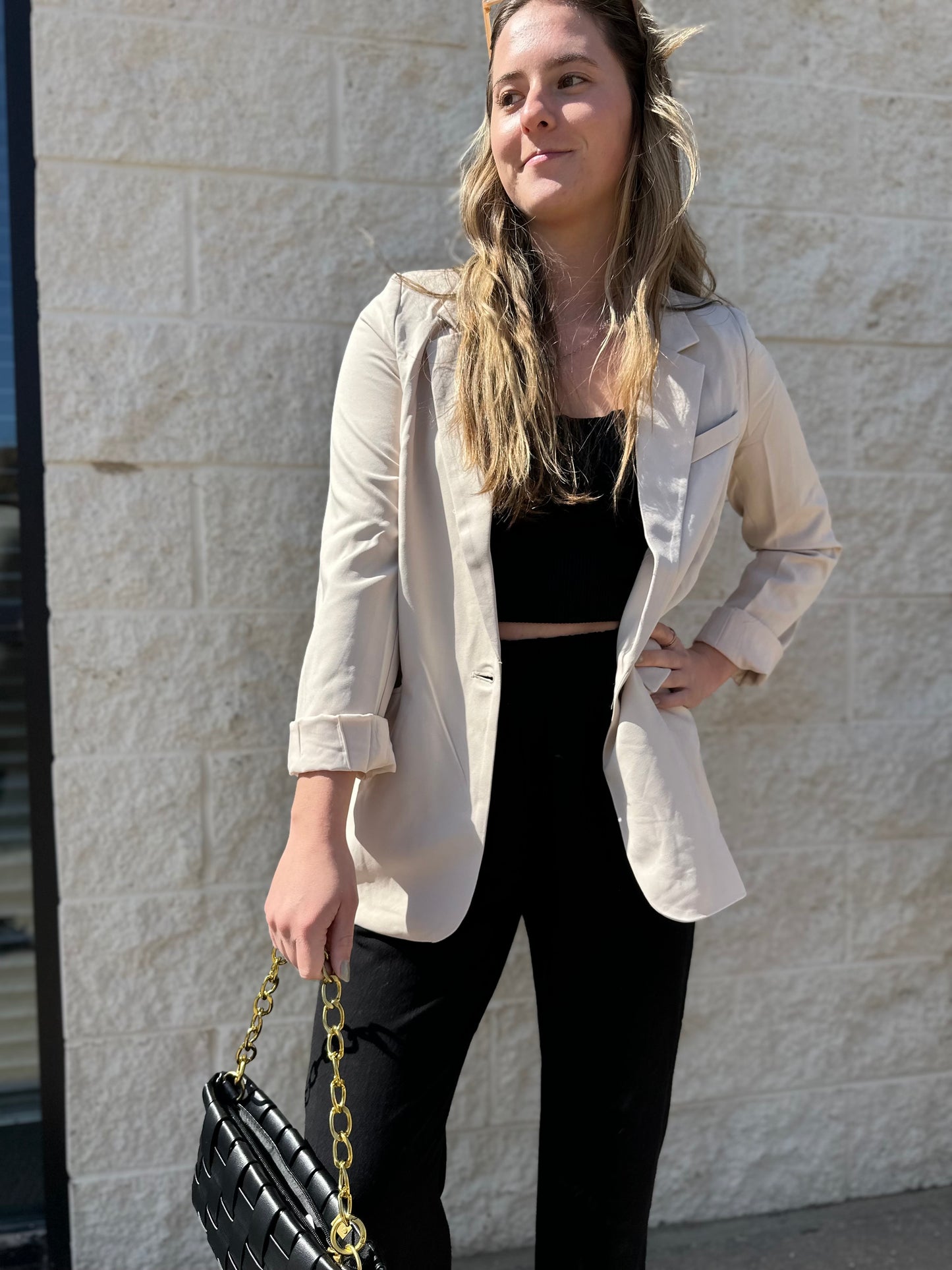 Beige Buttoned Blazer