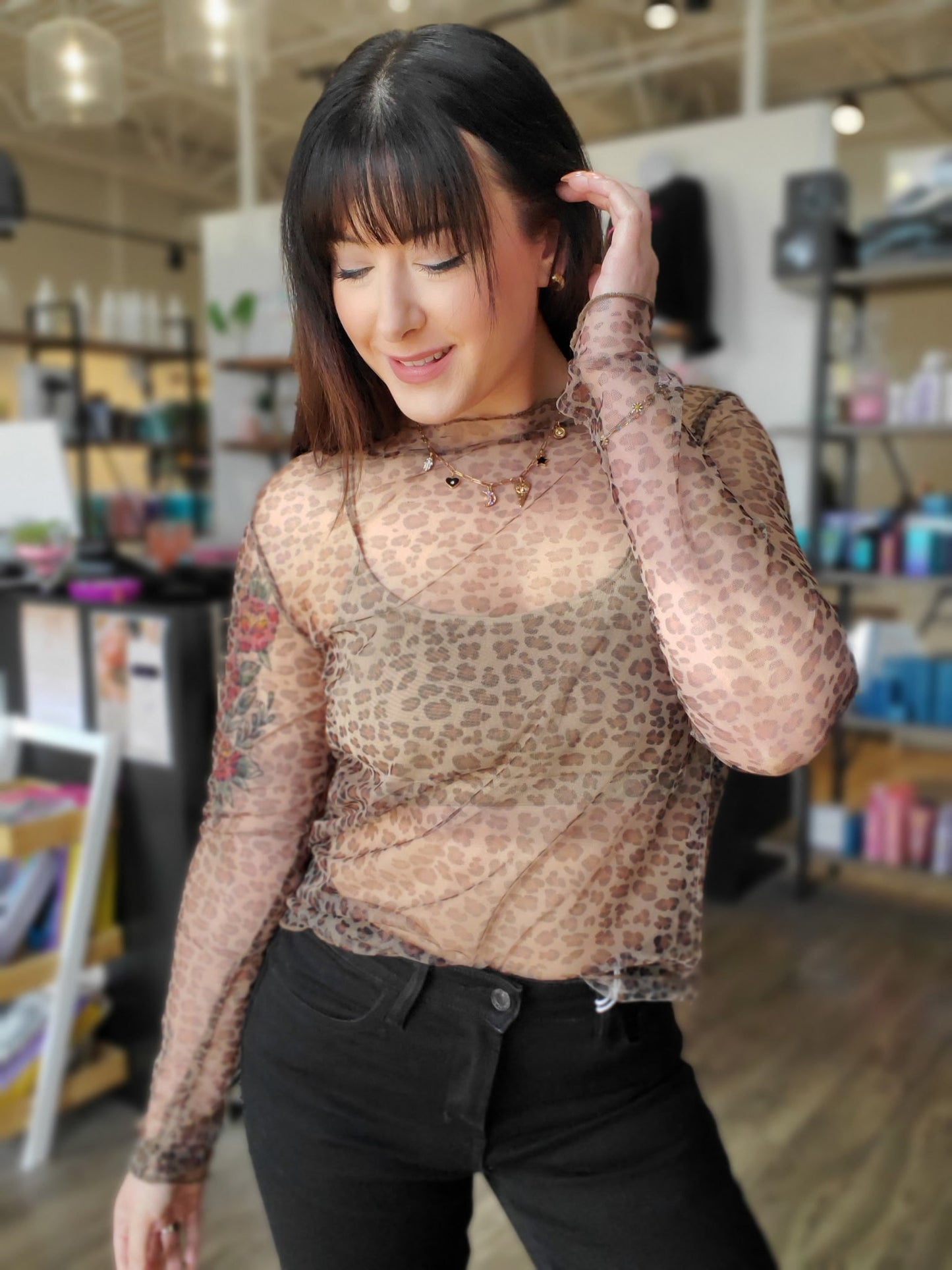 Cheetah Lace Top
