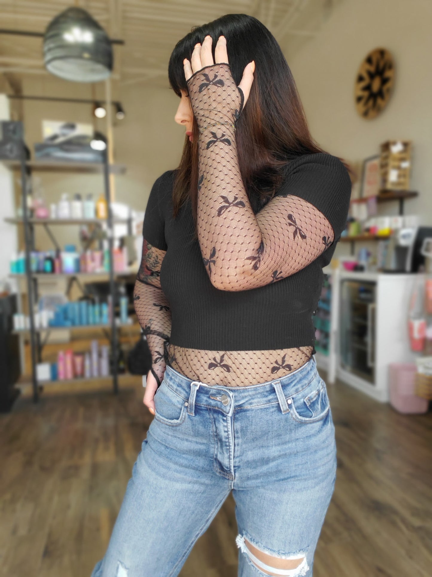 Bow Detail Lace Top