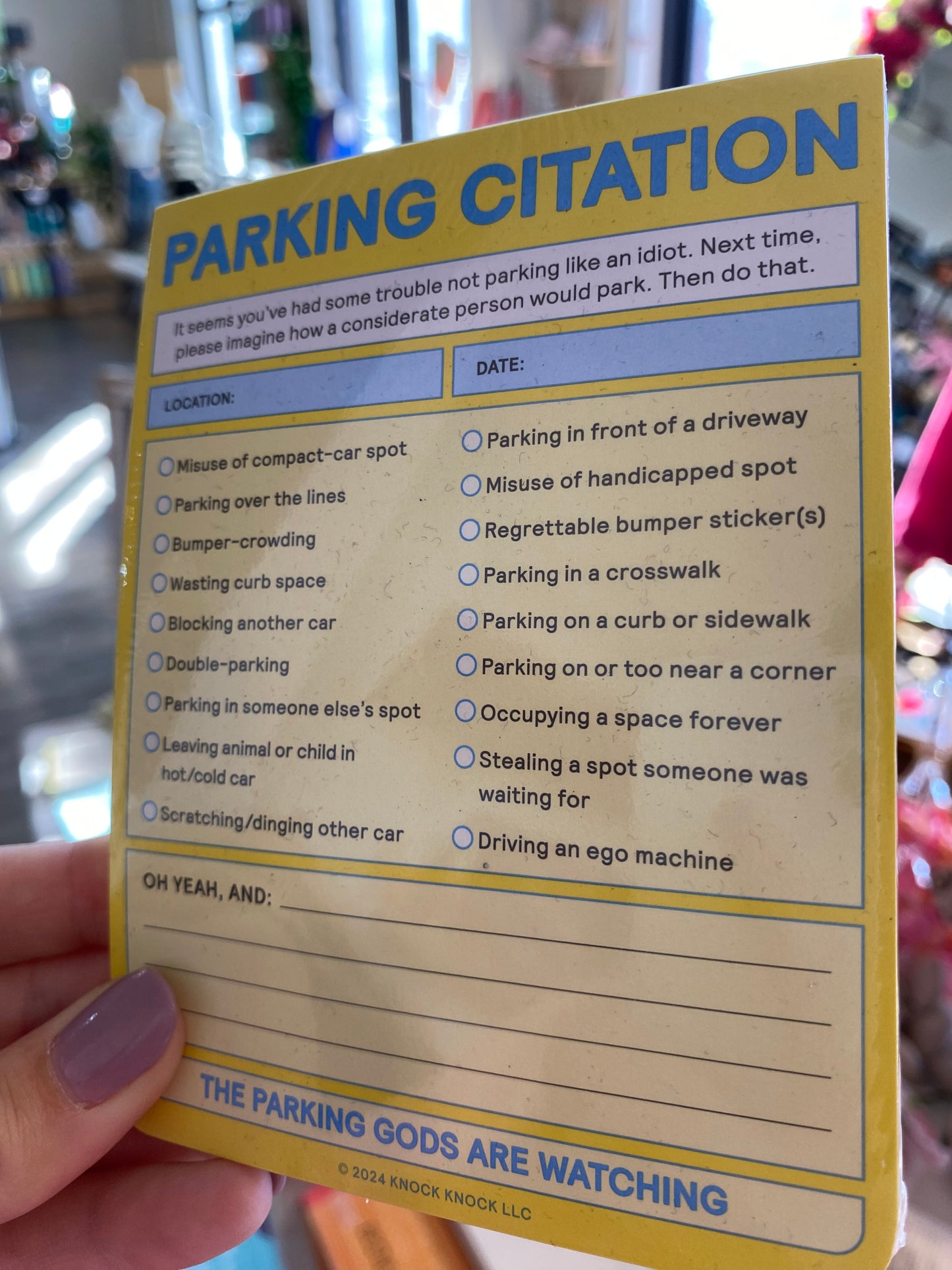 Parking Citation Nifty Note Pad Pastel Version
