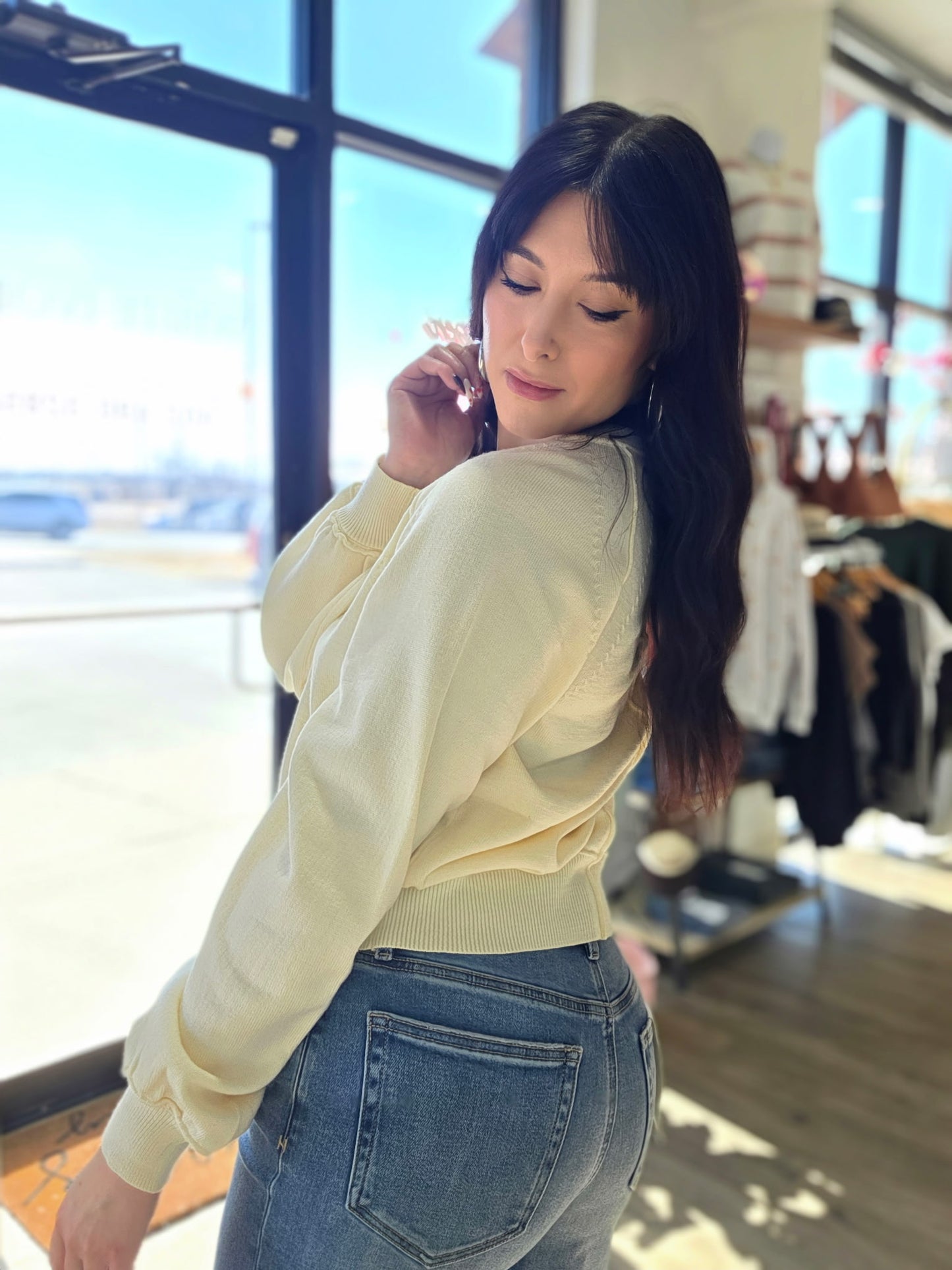 Puff Sleeve Henley Top