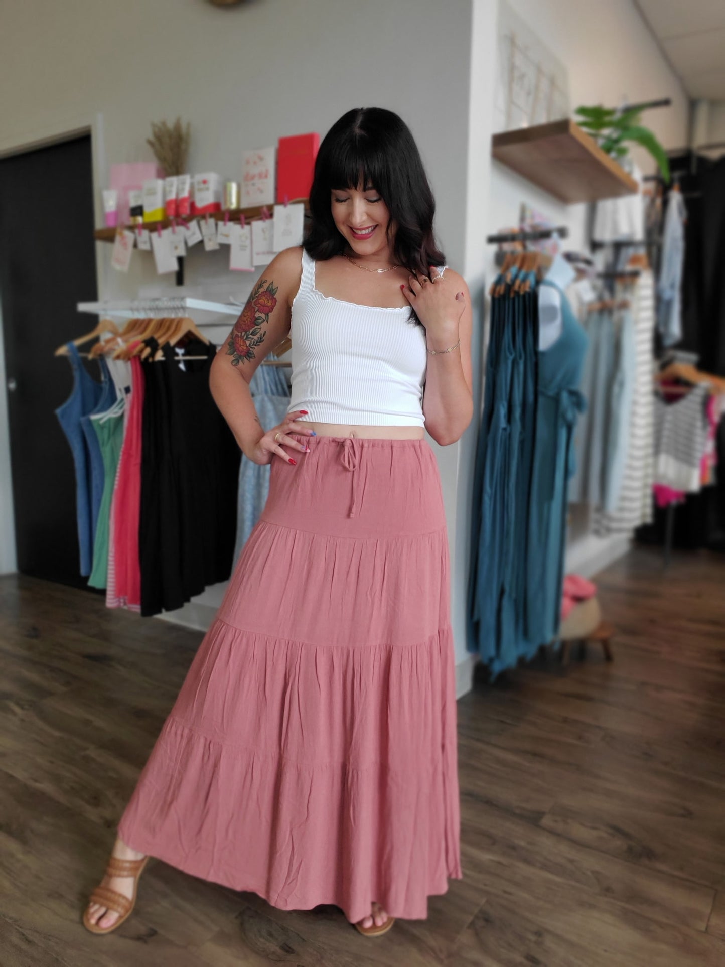 Tiered Layers Midi Skirt