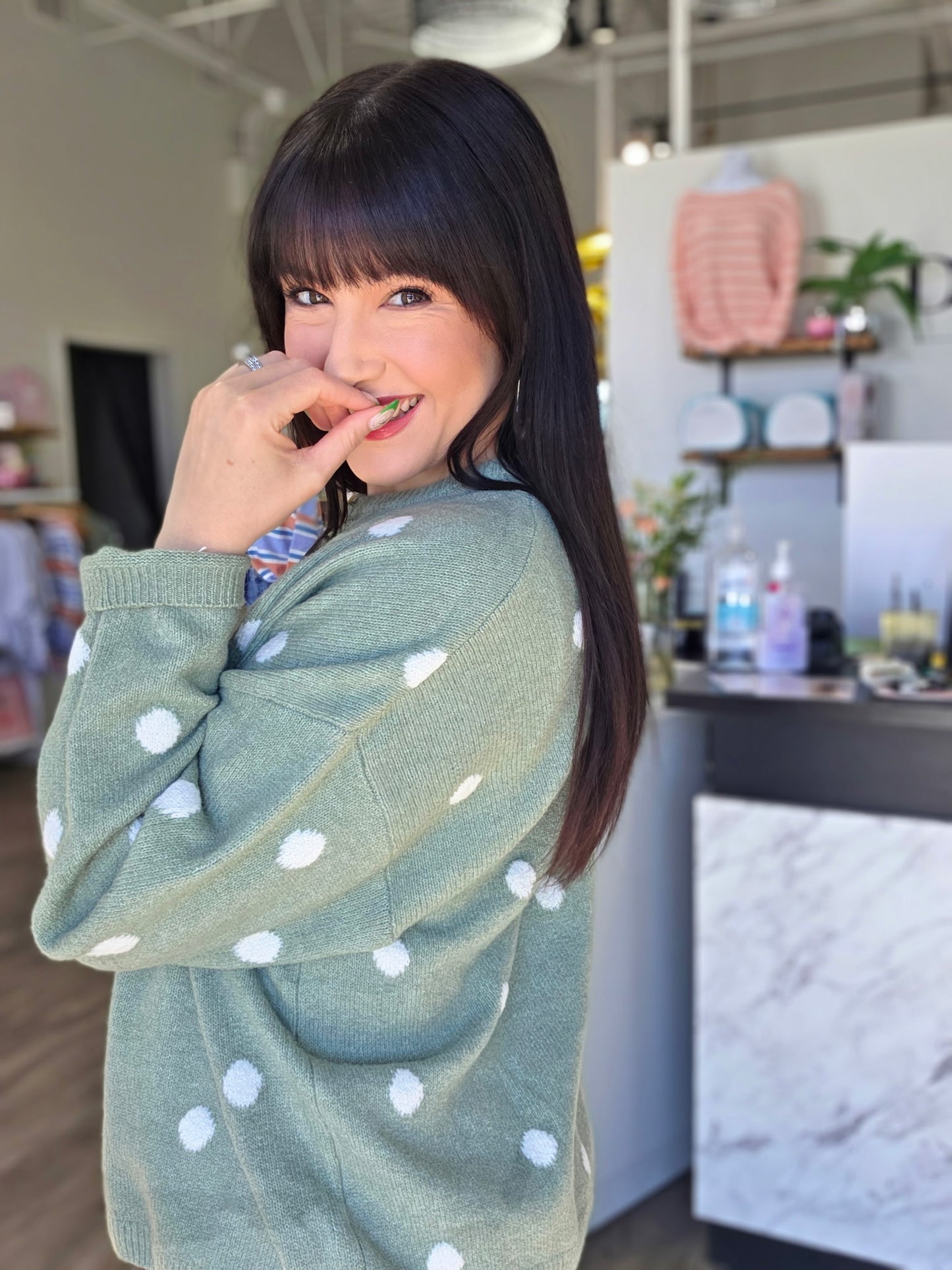 Polka Dot Sweater Cardigan