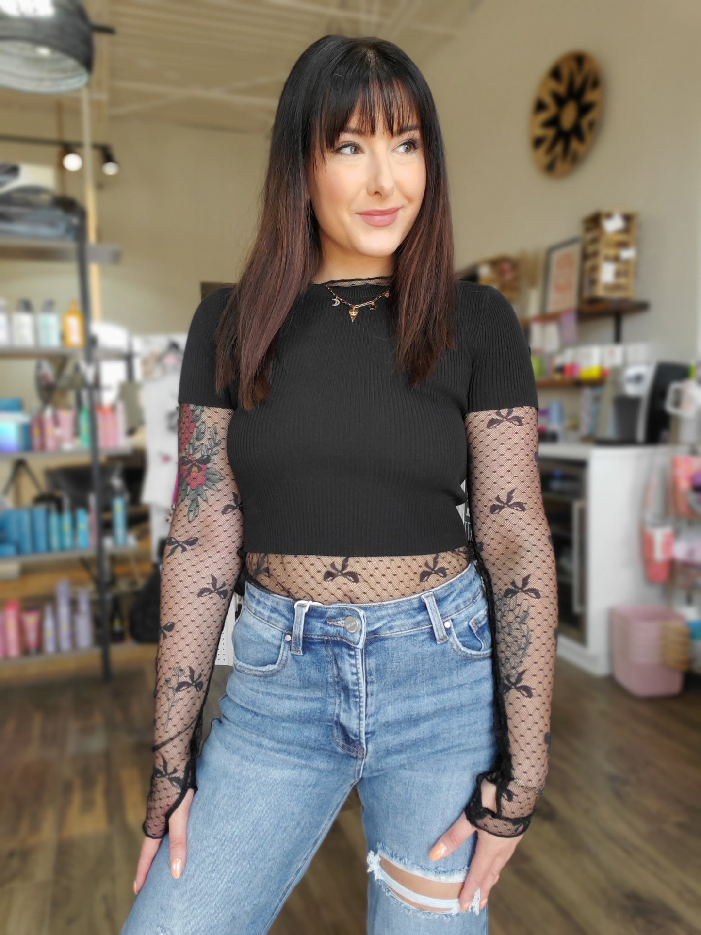 Bow Detail Lace Top