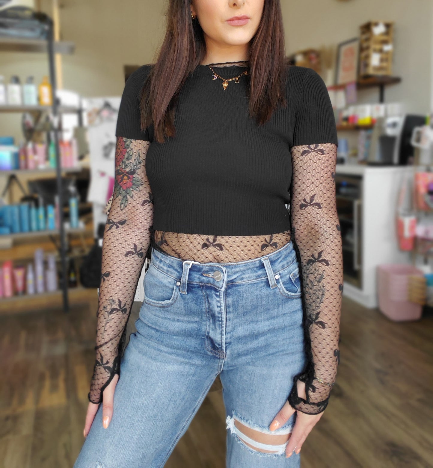 Bow Detail Lace Top