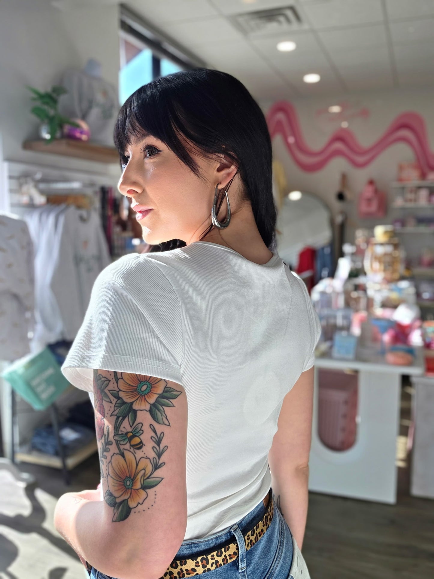 Short Sleeve Henley Knit Top