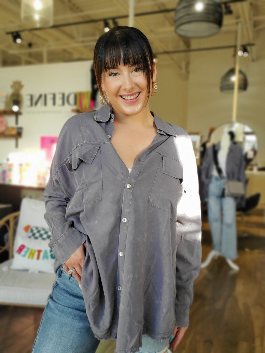 Mineral Washed Button Up