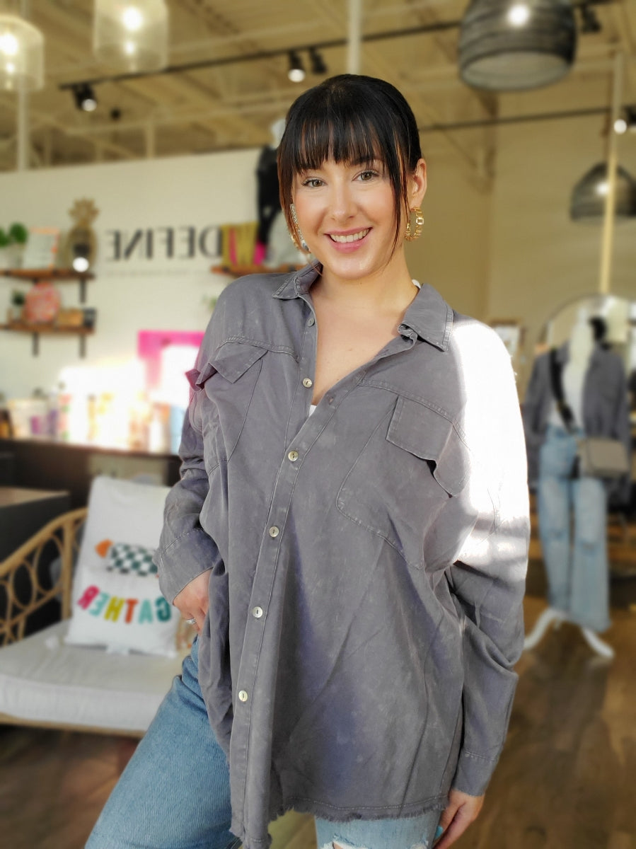 Mineral Washed Button Up