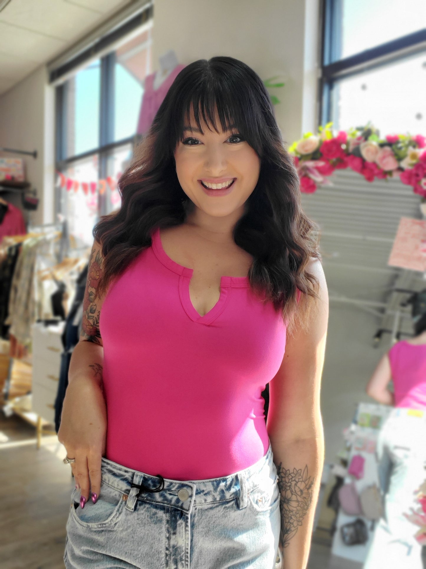 Split Neck Sleeveless Top