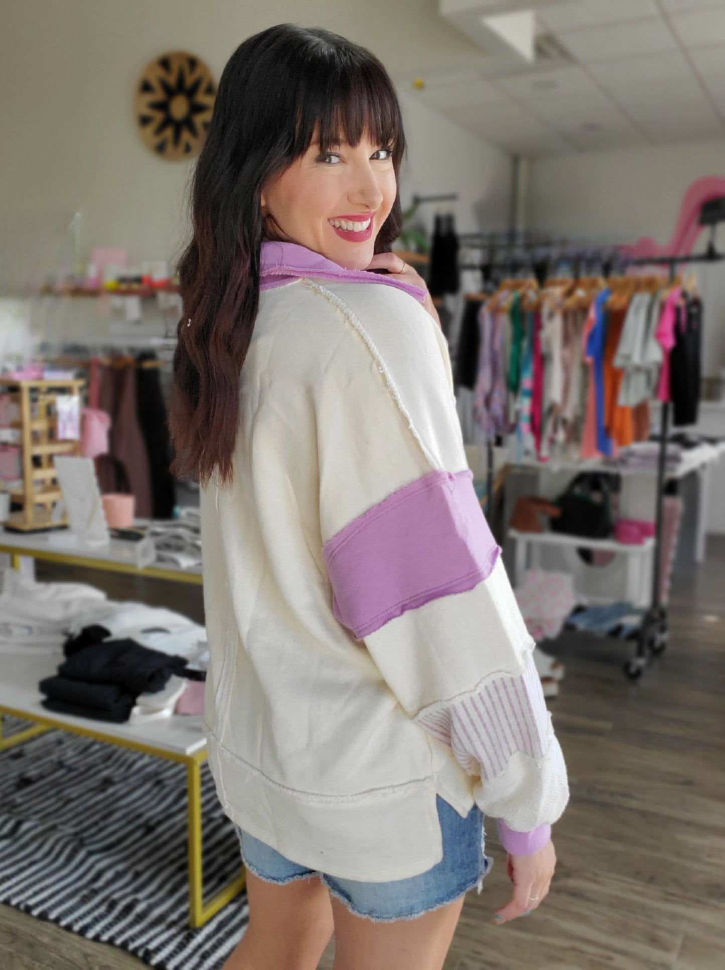 French Terry Color-Block Top