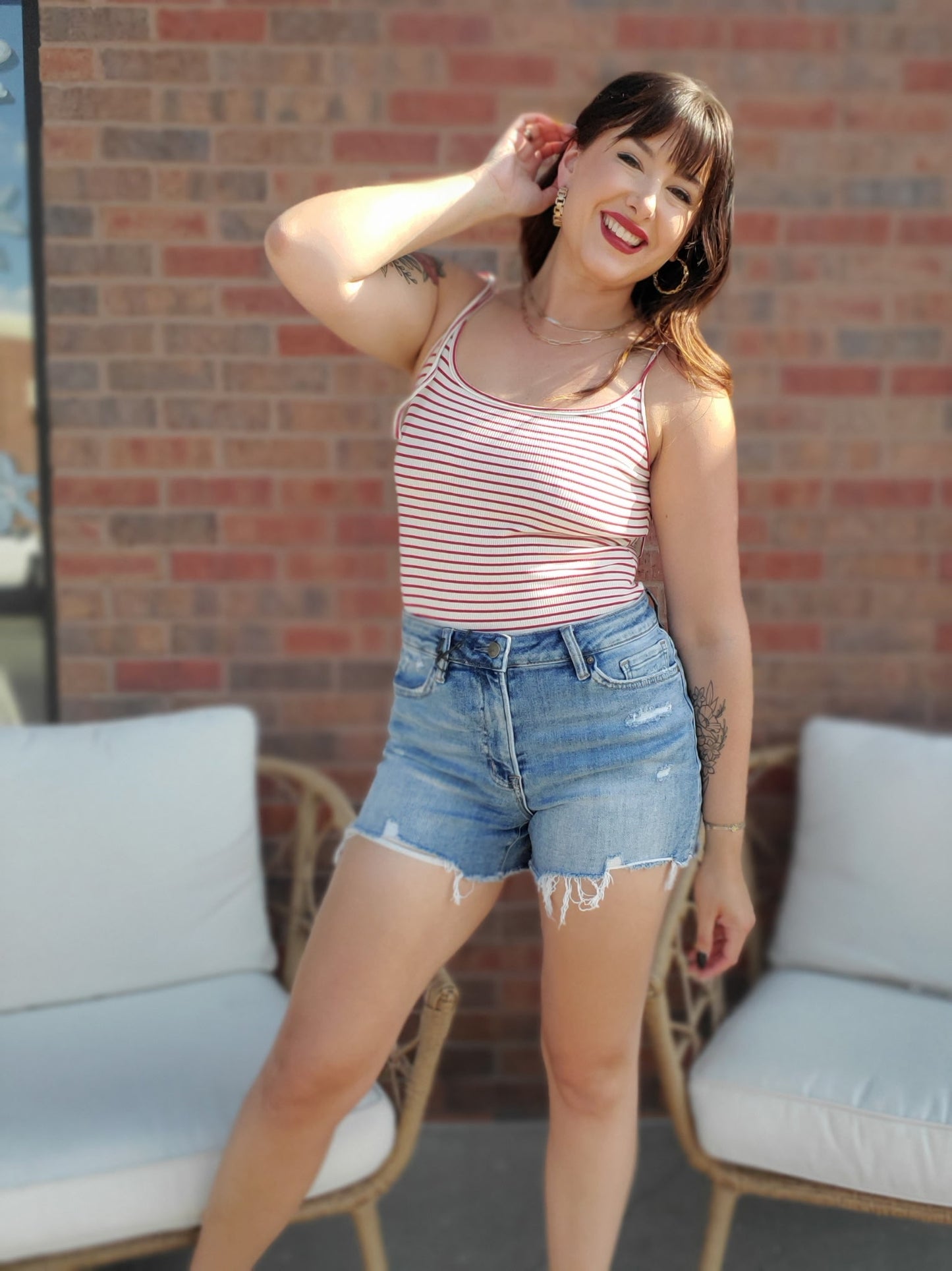 High Rise Denim Shorts