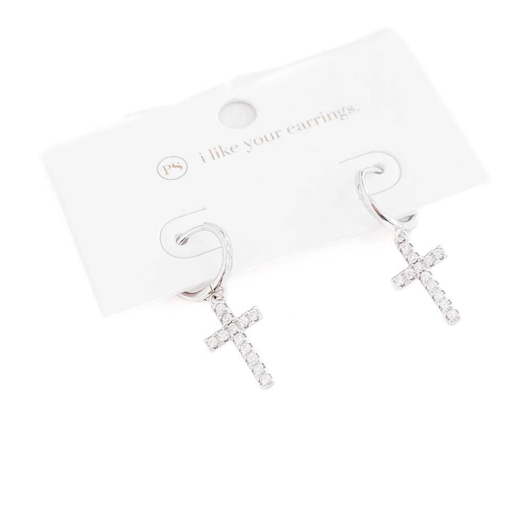 Taryn Diamond Cross Earrings - Waterproof