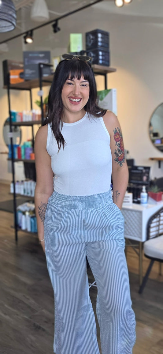 Stripe Crinkled Pants