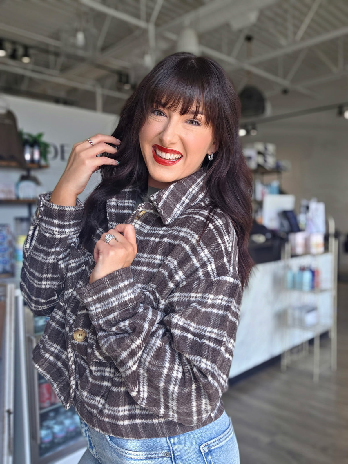 Plaid Button Front Shacket
