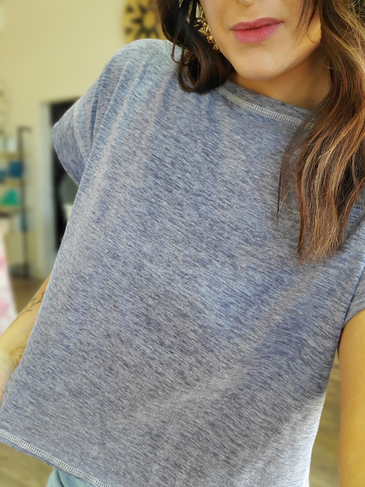 Open Back Reverse Stitched Crop Top