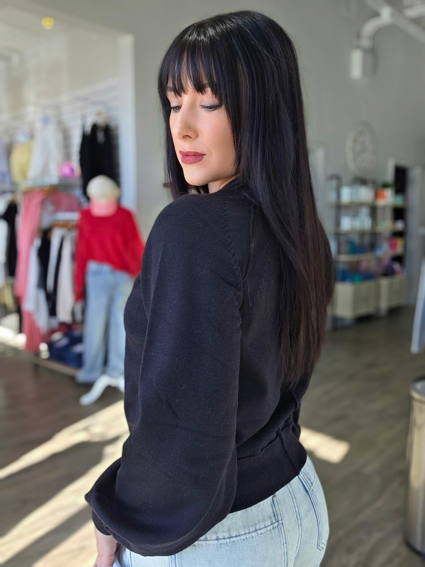 Puff Sleeve Henley Top