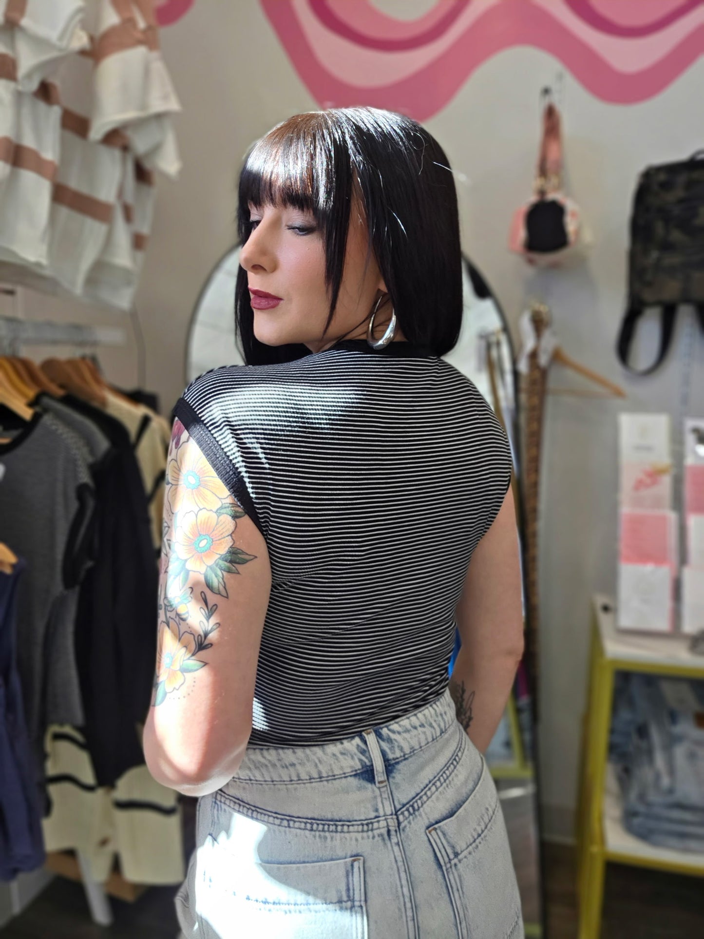 Short Sleeve Striped Bodysuit