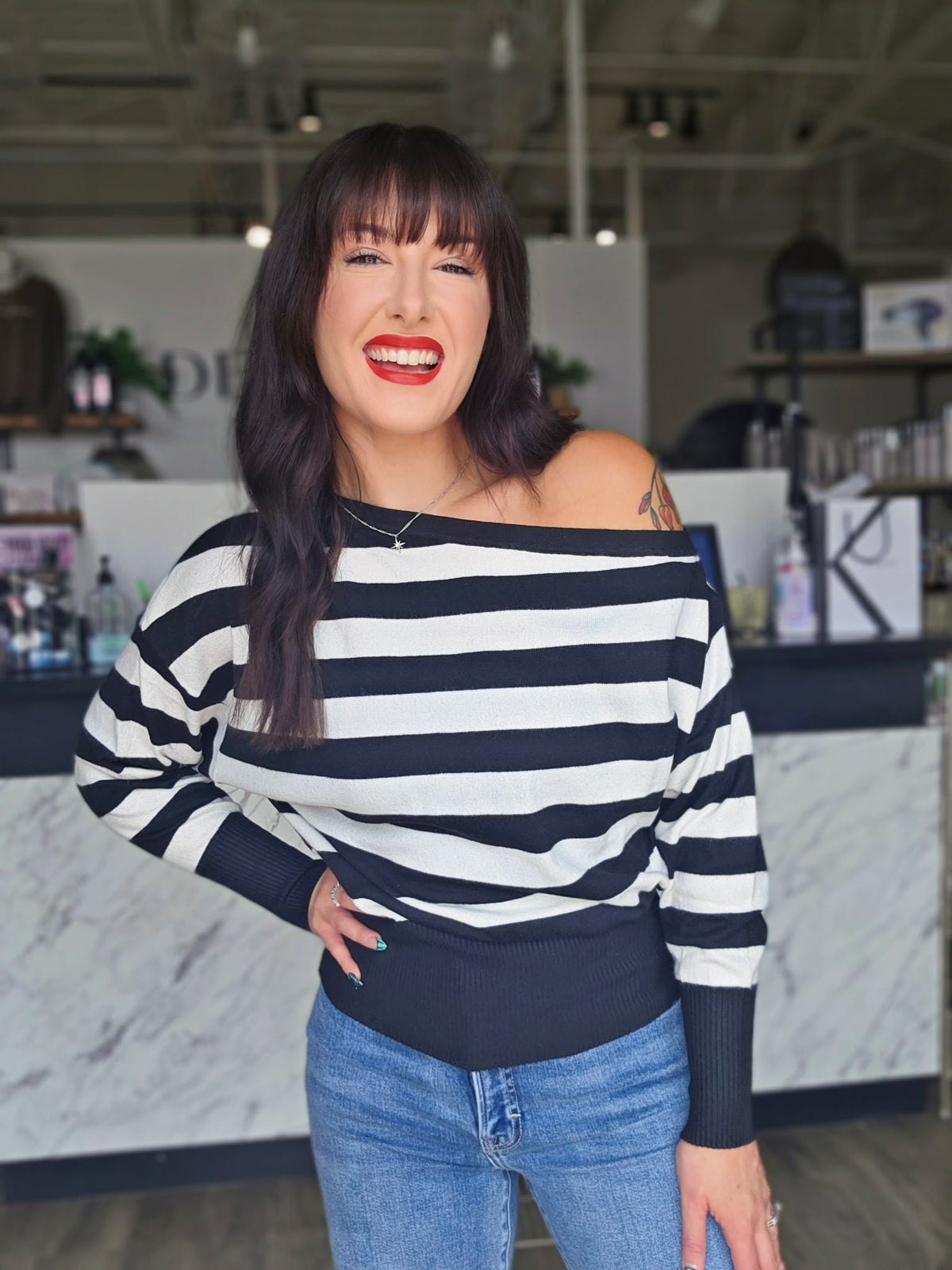 Off-Shoulder Striped Top