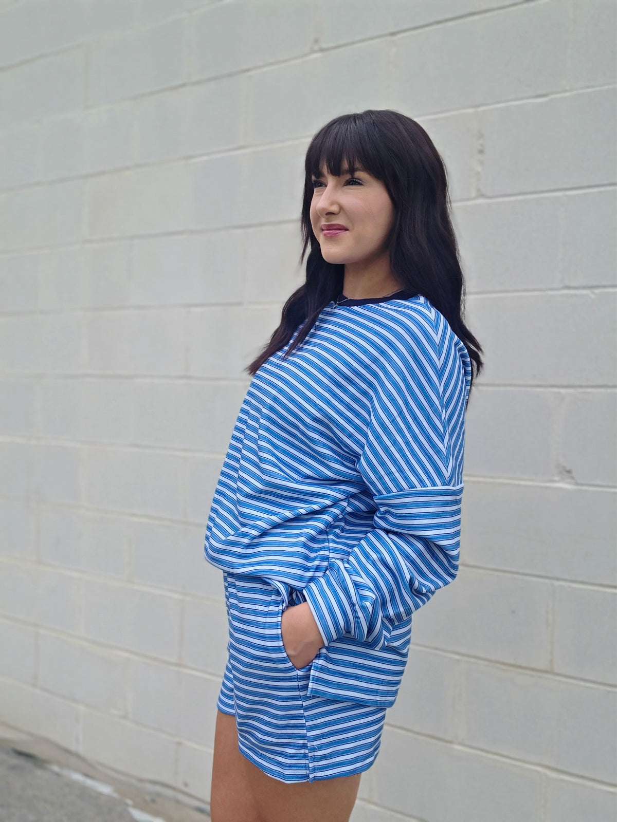 Stripe Oversized Casual Shorts Set