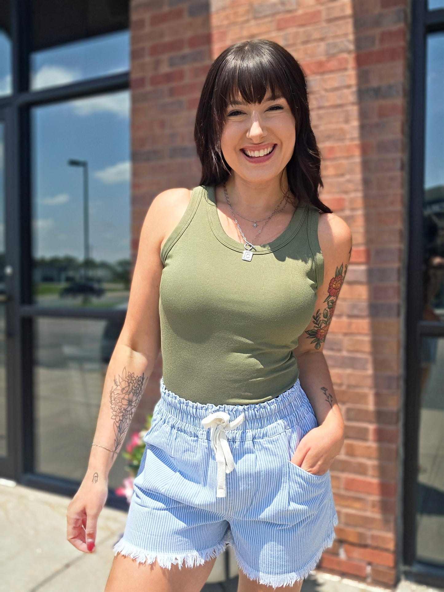 Slim Ribbed Built-in Bra Tank Top