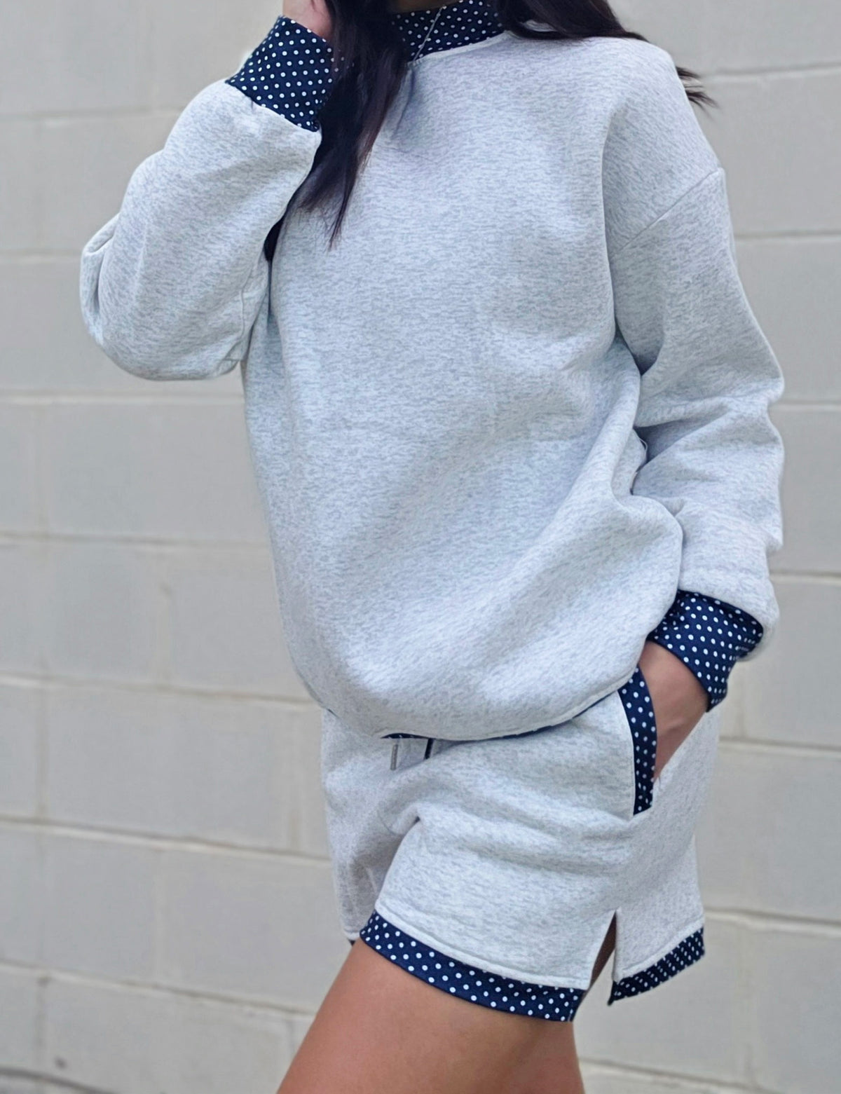 Polka Dot Mockneck Shorts Set
