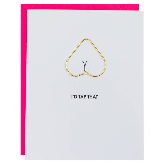 Id Tap That - Heart Paper Clip Letterpress  Card