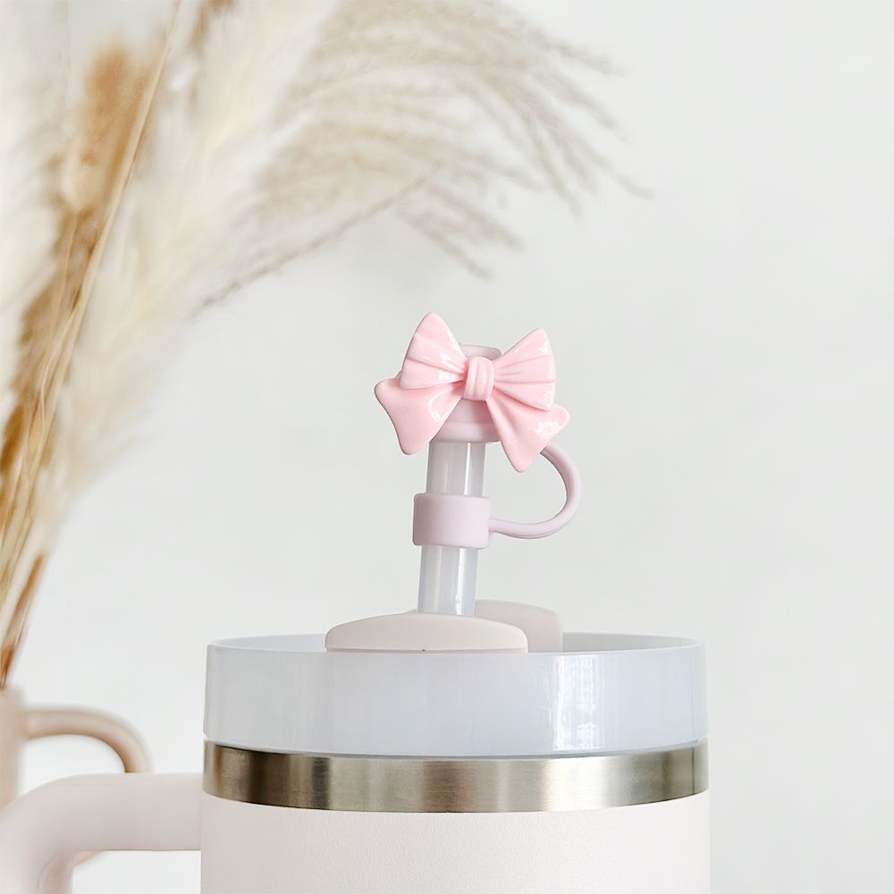 Pink Bow Straw Cover