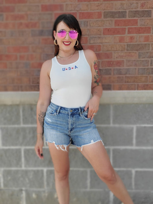 High Rise Denim Shorts