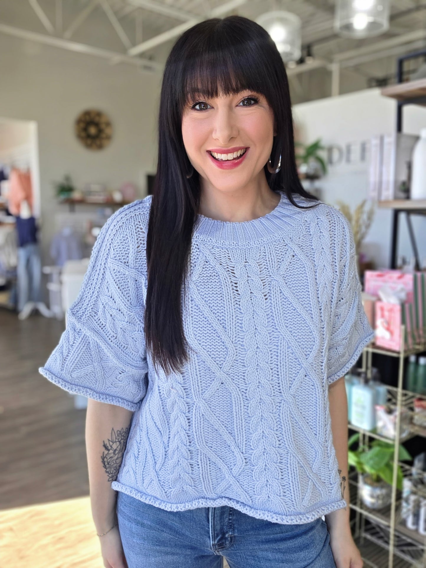 Short Sleeve Boxy Knit Sweater Top