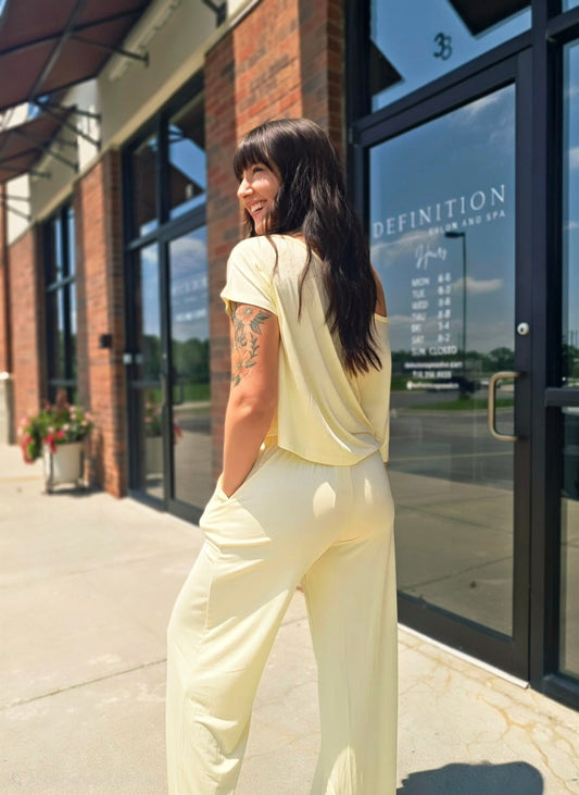 VISCOSE MODAL CROPPED WIDE LEG PANTS