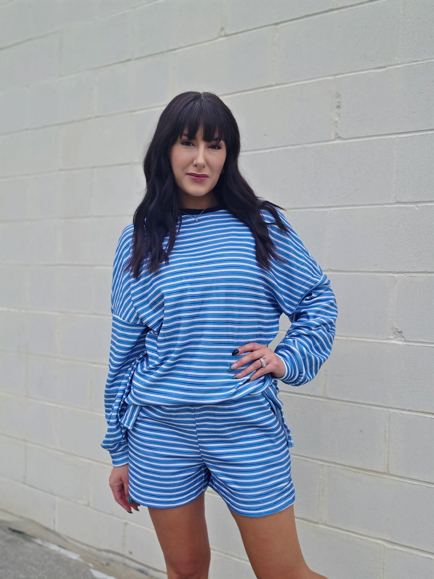 Stripe Oversized Casual Shorts Set