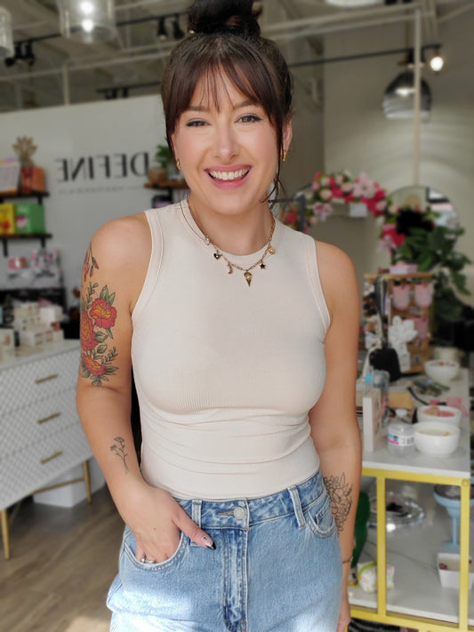 Cream Sleeveless Bodysuit