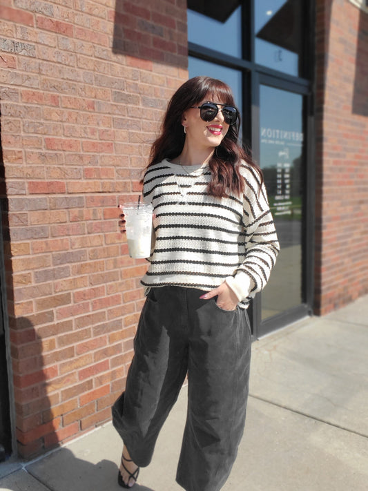 Black Barrel Cotton Pants