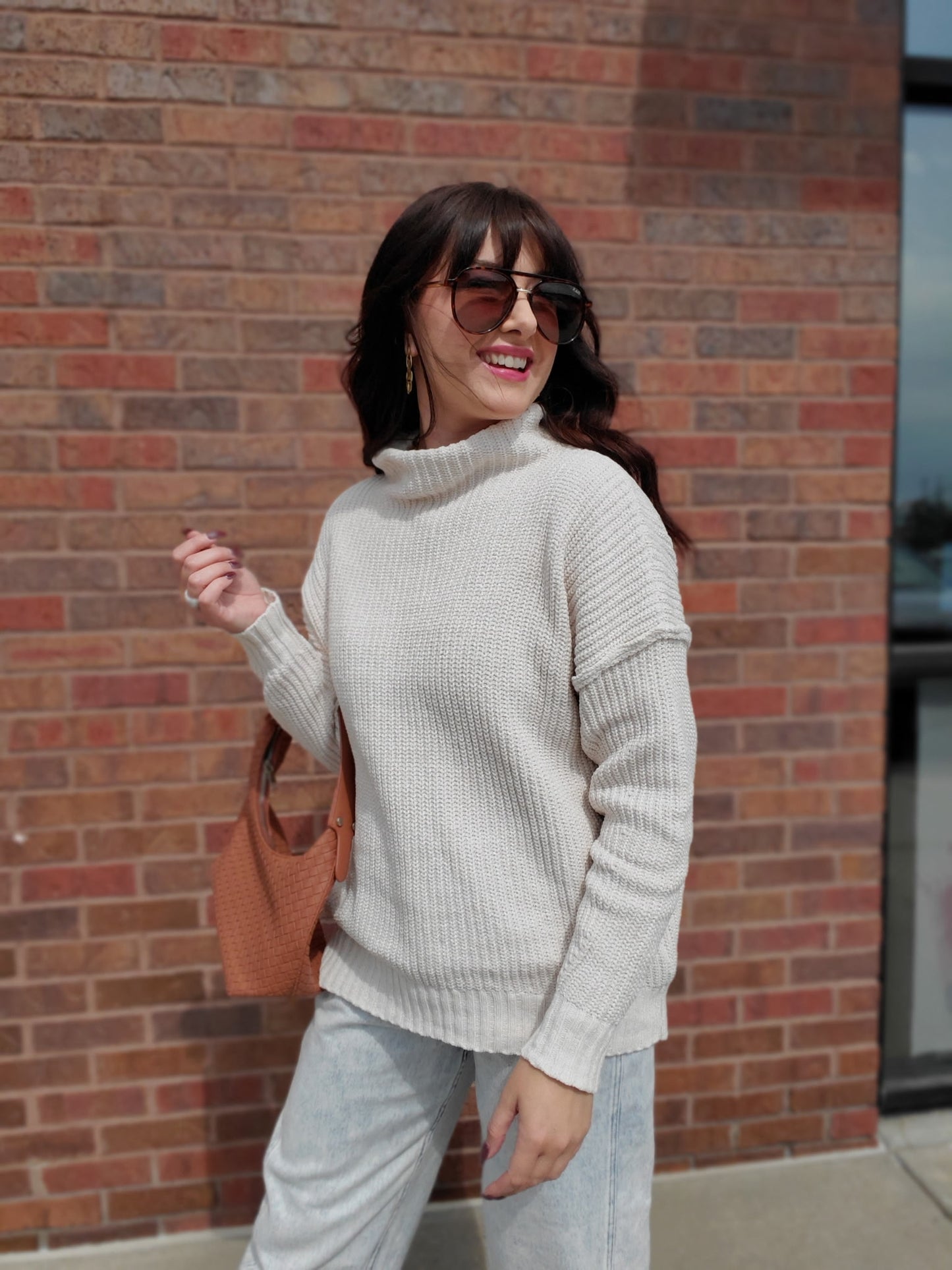 Chenille High Neck Sweater Top