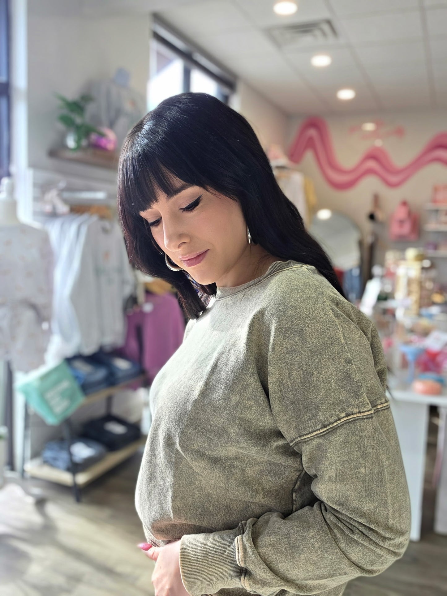 Mocha Acid Wash Pullover