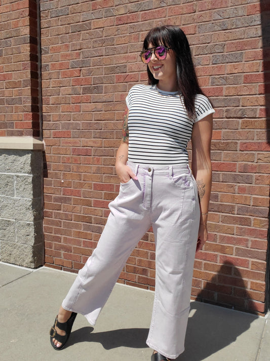 Pop Color Barrel Denim Pants