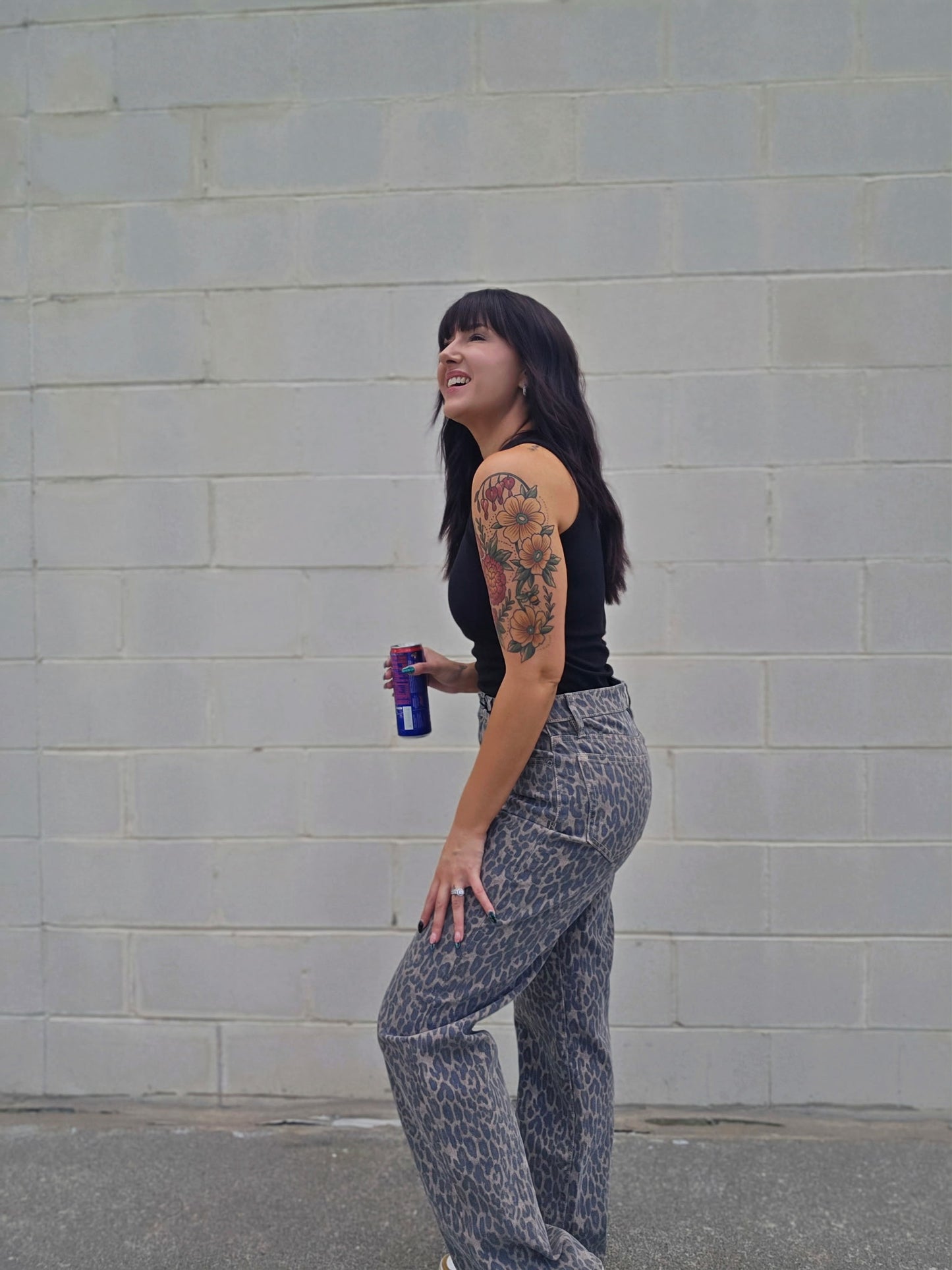 CHEETAH PRINT STRAIGHT JEANS