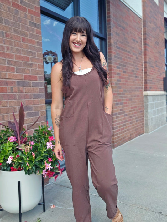 Brown Spaghetti Strap Jumpsuit